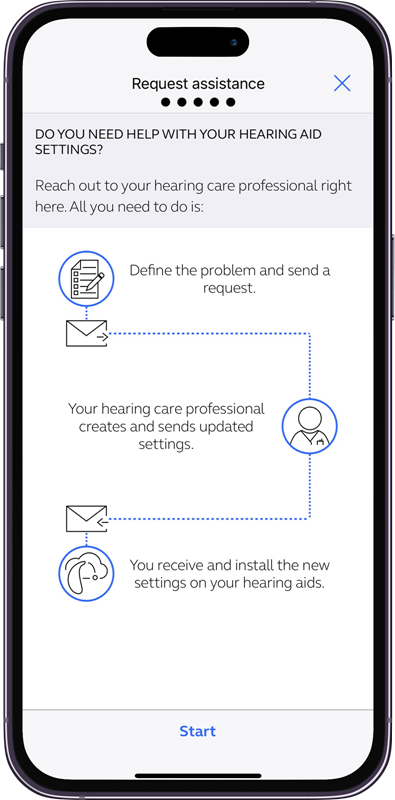 Online services interface of the Hearing Australia app displayed on a mobile phone screen
