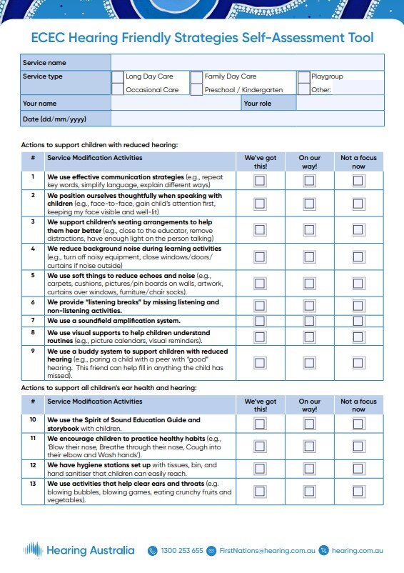 Hearing friendly strategies self assessment tool image