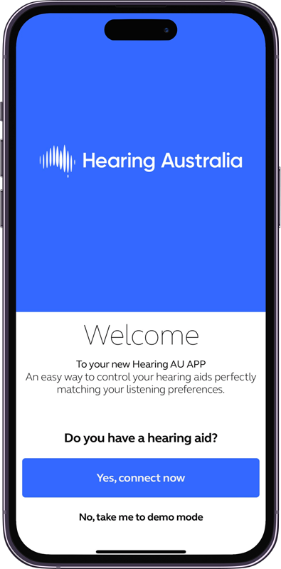 Hearing Australia app interface displayed on a mobile phone screen