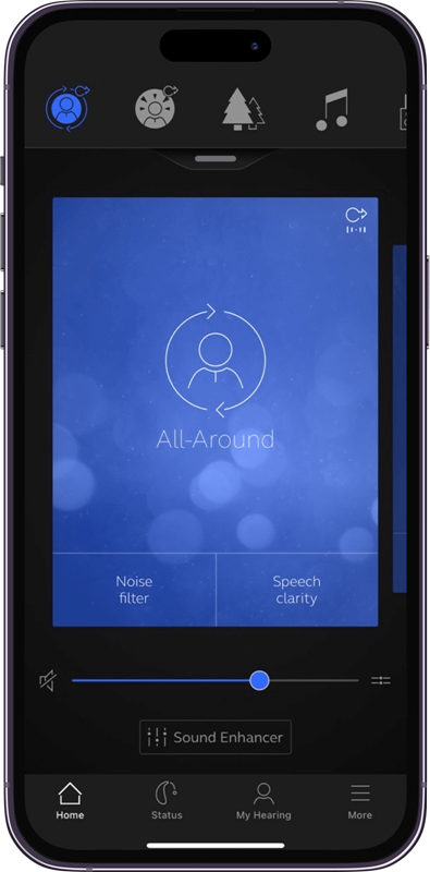 Hearing Australia app interface displayed on a mobile phone, showcasing user-friendly features and navigation