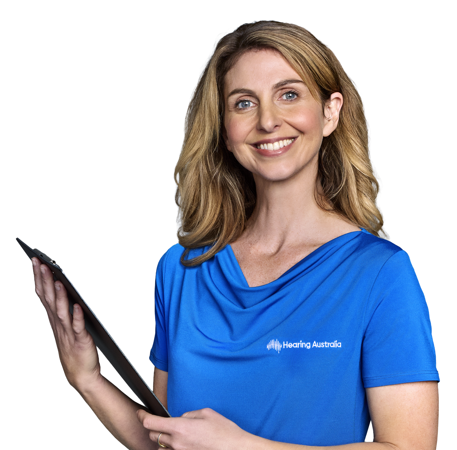 Woman holding a clipboard