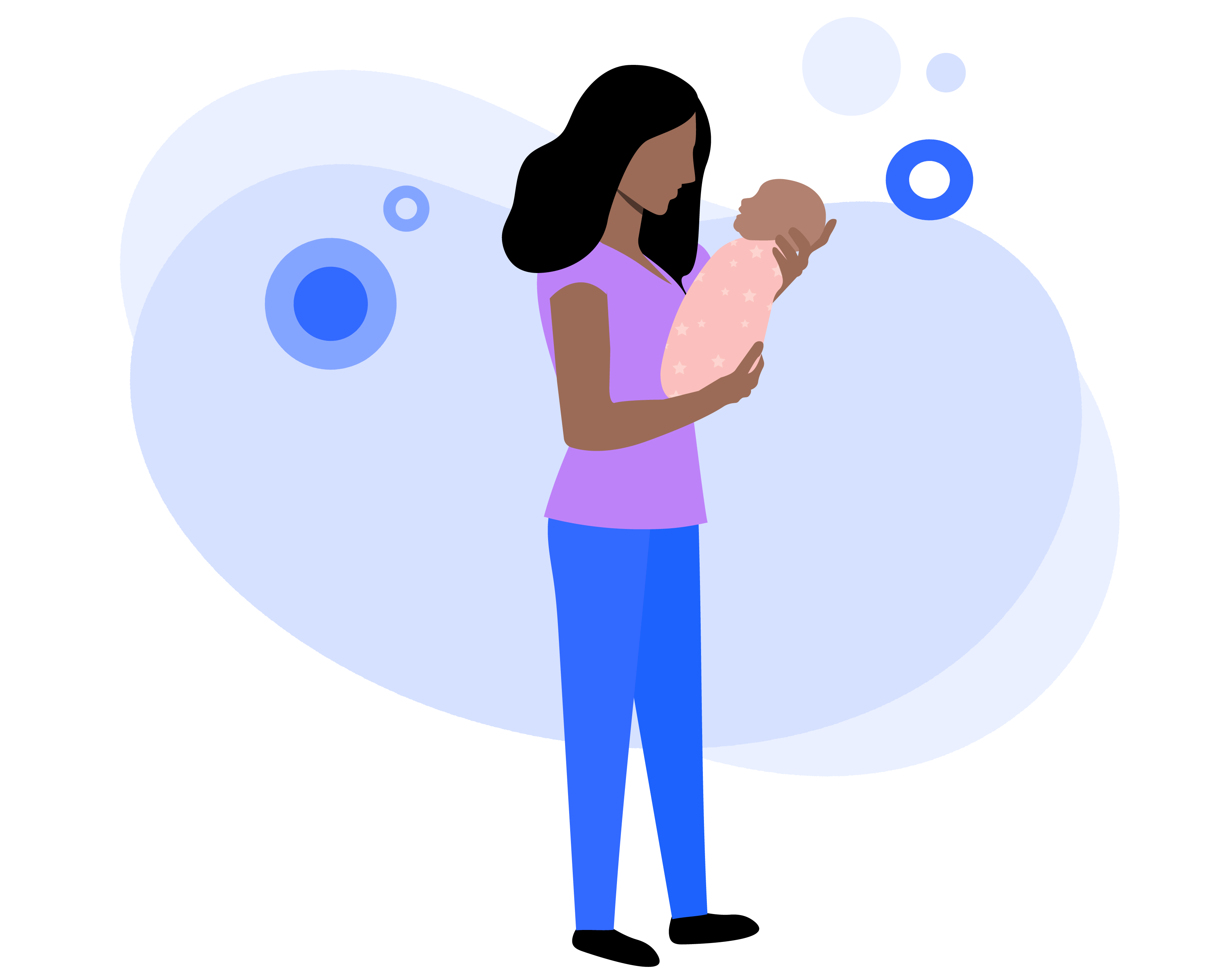 a woman holding a baby